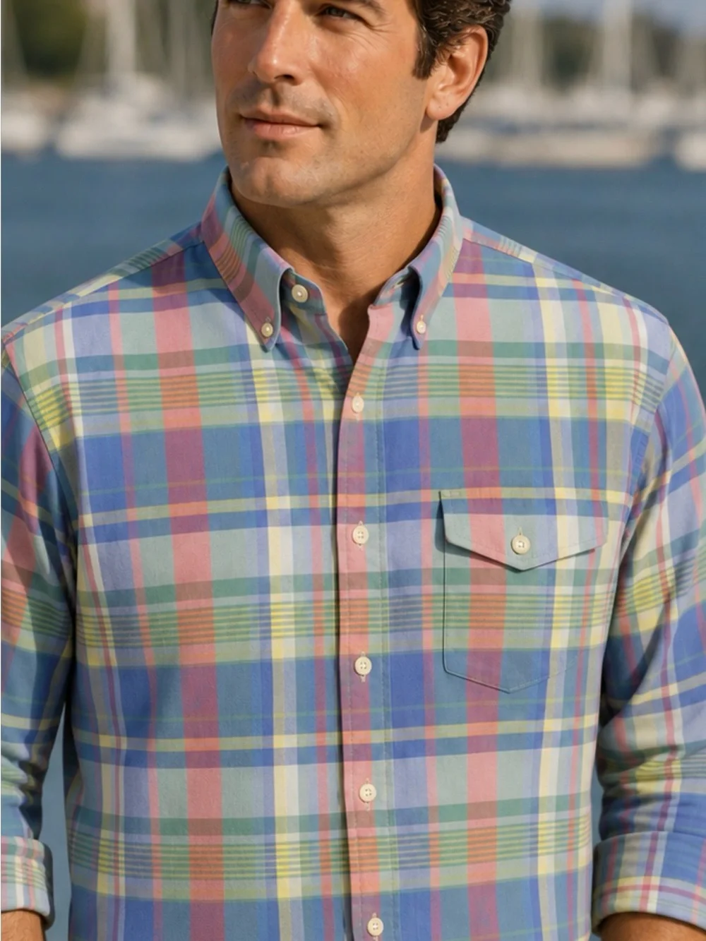 Ralph Lauren 90'sPastel Plaid Button-Down Shirt in Blue, Green, Pink, Yellow